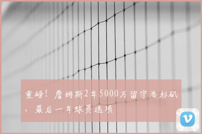 重磅!詹姆斯2年5000万留守洛杉矶,最后一年球员选项